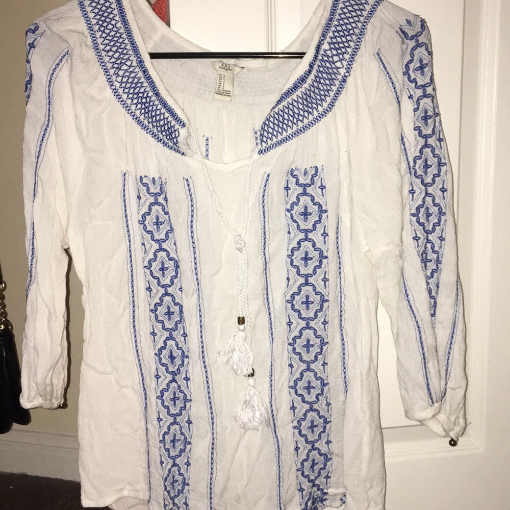 Embroidered peasant top